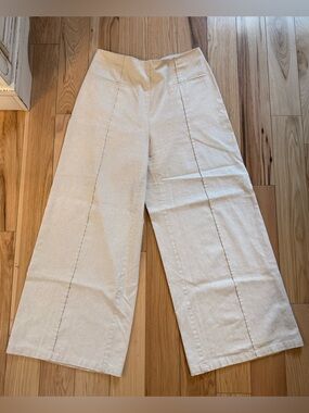 Cider Cream Wide Leg Linen-Blend Pants Size XL